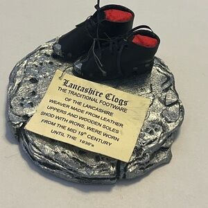 Tiny Shoes of History for YOU! Lancashire Clogs Decorative Accent - Black/Silver